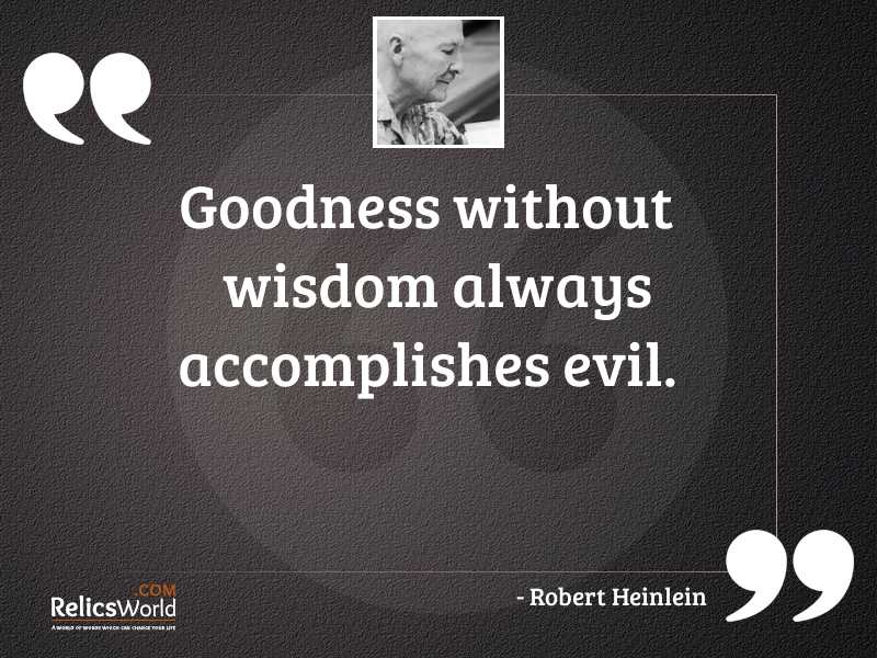 Goodness without wisdom always accomplishes