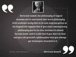 BERTRAND RUSSELL, The Philosophy of