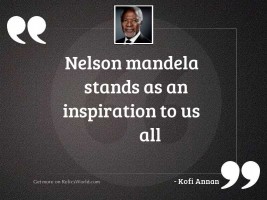 Nelson Mandela stands as an