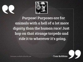 Purpose! Purposes are for animals