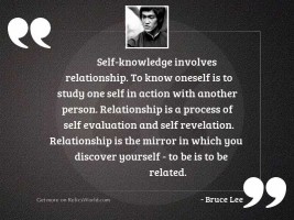 Self knowledge involves relationship To