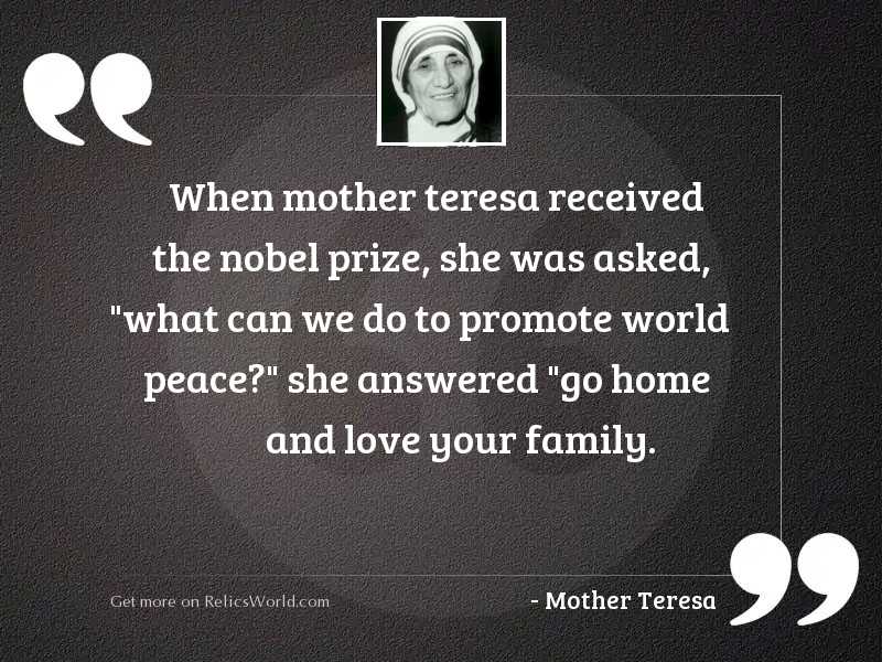 When Mother Teresa received the
